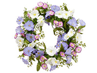 22" Morning Glory/Fern Wreath  Helio Violet (pack of 4)