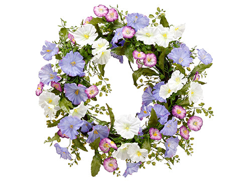 22" Morning Glory/Fern Wreath  Helio Violet (pack of 4)