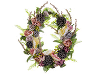 24"Wx27"L" Rose/Lotus Pod/Berry Wreath Mauve Cream (pack of 2)