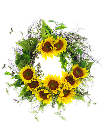 24" Sunflower Wreath  Yellow (pack of 2)