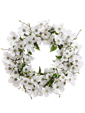 24" Dogwood/Pussy Willow Wreath White (pack of 2)