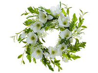 25" Magnolia/Queen Anne's Lace Wreath White (pack of 2)