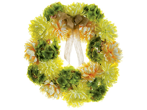 22"Wx26"L Dahlia/Hydrangea Wreath Peach Green (pack of 4)