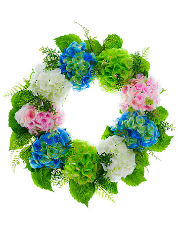 24" Hydrangea/Fern Wreath  Mixed (pack of 2)