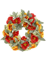 22" Poppy/Queen Anne's Lace Wreath Orange Flame (pack of 1)