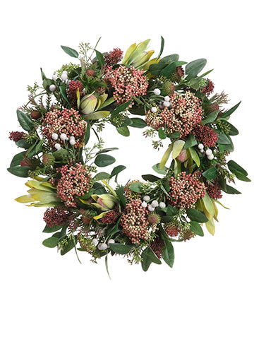 19" Protea/Thistle/Sedum Wreath  (pack of 1)