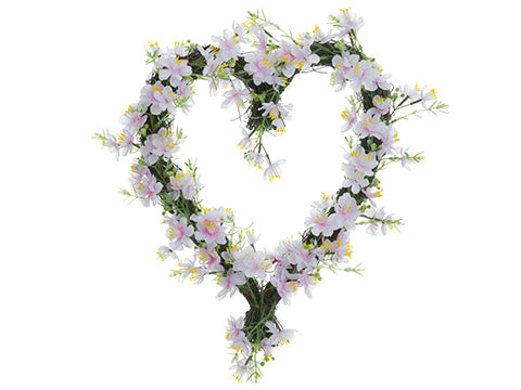 15" Cherry Blossom Heart Shaped Wreath Soft Pink (pack of 4)