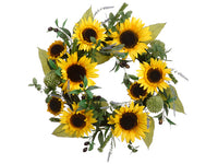 22" Sunflower/Lavender/Olive Wreath Yellow Green (pack of 2)