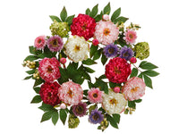 24" Peony/Hydrangea Wreath  Pink Green (pack of 1)