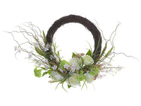 23"Wx30"L Peony/Snowball /Cherry Blossom Wreath Cream Green (pack of 2)