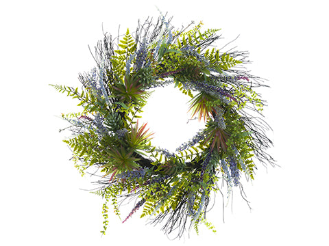 24" Lavender/Succulent/Fern Wreath Lavender Purple (pack of 1)