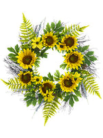 24" Sunflower/Daisy/Succulent Wreath Yellow Green (pack of 1)