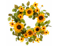 24" Sunflower/Rudbeckia/ Artichoke Wreath Yellow (pack of 4)