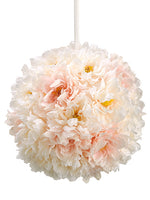 15" Peony Kissing Ball  Cream Blush (pack of 2)