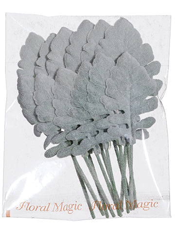 6"Wx5"L Dusty Miller Corsage Leaves x12 in Bag Green Gray (pack of 24)