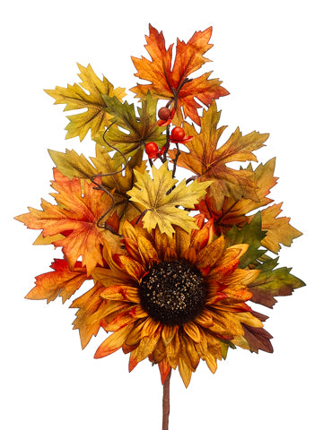 18" Sunflower/Maple Pick  Mustard Olive Green (pack of 12)