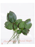 6"Wx5"L Rose Corsage Leaves x12 in Bag Green Burgundy (pack of 24)