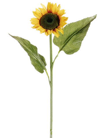 24" Medium Flocked Sunflower Spray x1 Yellow (pack of 12)