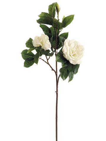 31" Real Touch Gardenia Spray with 2 Flowers and 1 Bud White (pack of 6)
