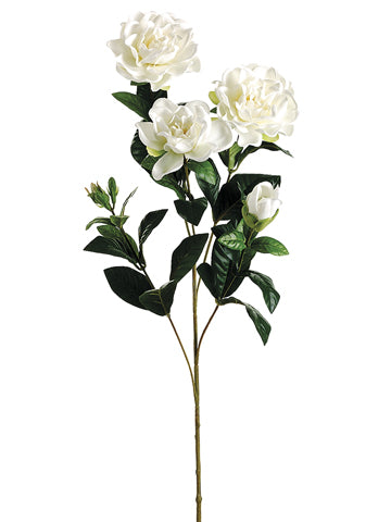 27" Gardenia Spray x3 with 1 Bud White (pack of 12)