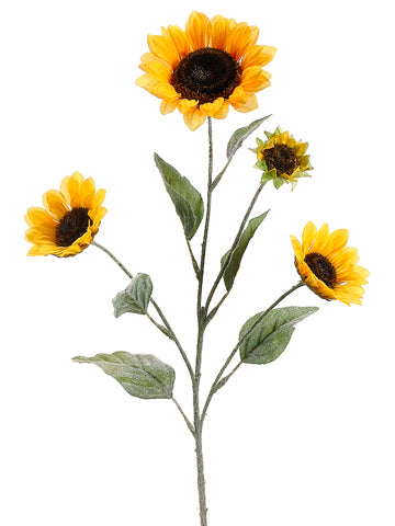 25" Small Sunflower Spray x4  Yellow (pack of 12)