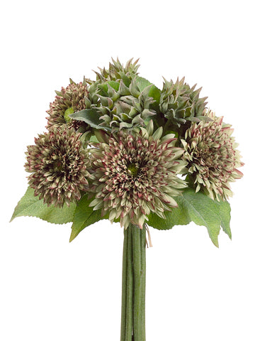 17" Italian Sunflower Bouquet  Green Burgundy (pack of 6)