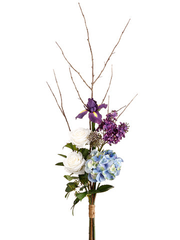 39" Hydrangea/Rose/Lilac Drop in Bundle Blue Purple (pack of 6)