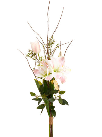 39" Amaryllis/Tulip/Lilac Drop in Bundle White Pink (pack of 6)