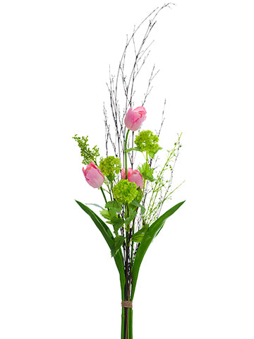 43" Tulip/Snowball/Twig Drop in Bundle Pink Green (pack of 4)