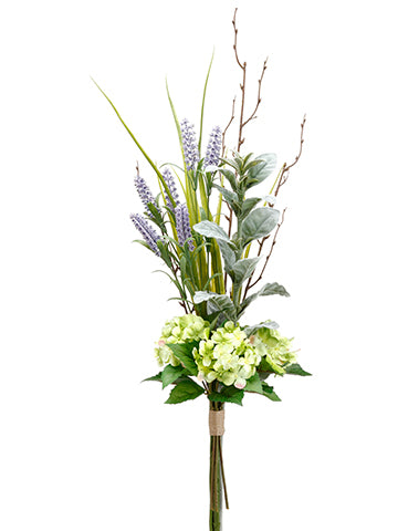 34" Hydrangea/Lavender/Lamb's Ear Drop in Bundle Green Lavender (pack of 4)