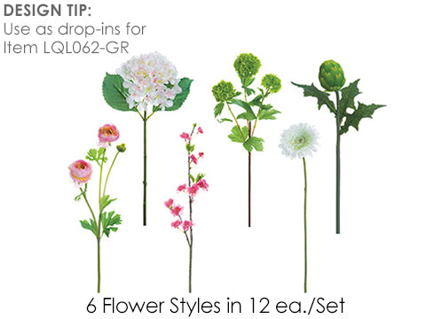 26"-29" Flower Spray Assortment (12 ea/set) White Pink (pack of 2)