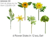 13"-16" Flower Spray Assortment (12 ea/set) Yellow Green (pack of 2)