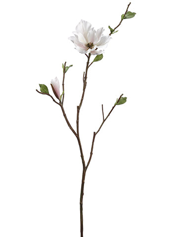45" Japanese Magnolia Spray With 1 Flower And 1 Bud Cream Pink (pack of 6)