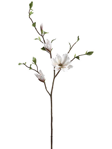45" Japanese Magnolia Spray With 3 Flowers And 1 Bud Cream Pink (pack of 6)