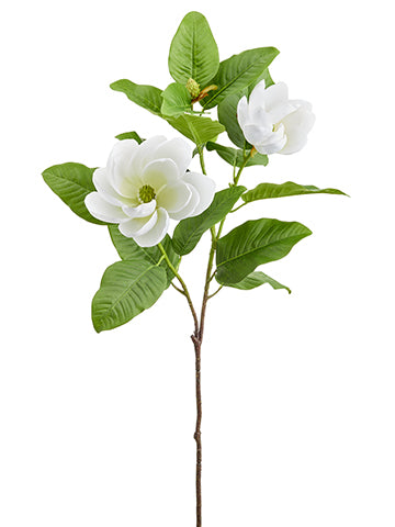 42" Magnolia Spray With 2 Flowers White (pack of 6)