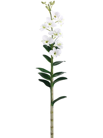 45" Dendrobium Orchid Plant With 9 Flowers 5 Buds And 13 Leaves White (pack of 2)