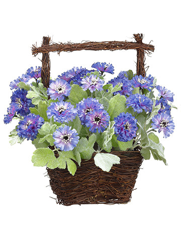 13" Cornflower in Basket  Purple Lavender (pack of 4)