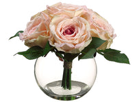 9" Eden Rose in Glass Vase  Two Tone Pink (pack of 2)