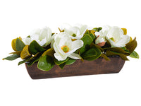 10"Hx28"W Magnolia Centerpiece in Cement Pot White (pack of 2)