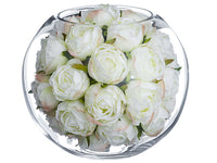6.5" Rose Orb in Glass Vase  Cream (pack of 2)