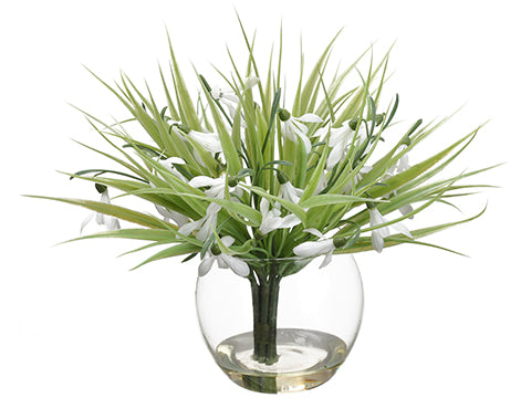 8.5" Snowdrop in Glass Vase  White (pack of 6)
