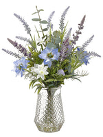 16" Lavender/Narcissus/ Nigella in Glass Vase White Blue (pack of 2)