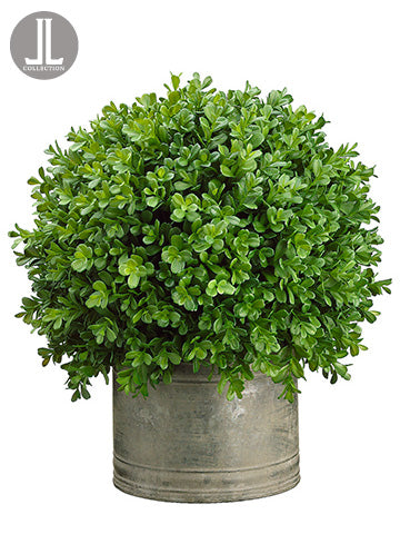 16" Boxwood Ball in Tin Pot  Green (pack of 1)