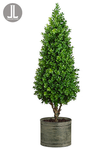 35" Boxwood Topiary in Tin Pot Green (pack of 1)