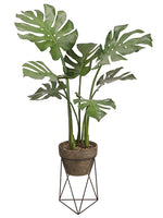 43" Monstera Leaf Plant in Terra Cotta Pot With Stand Green (pack of 2)