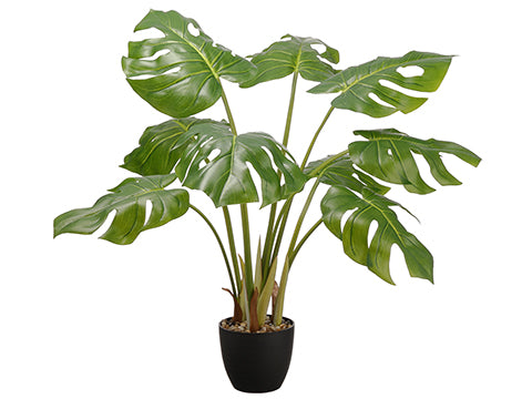 34" UV Protected PVC Monsteria Plant in Plastic Nursery Pot Green (pack of 3)