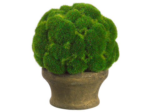 8" Moss Ball in Paper Mache Pot Green (pack of 4)