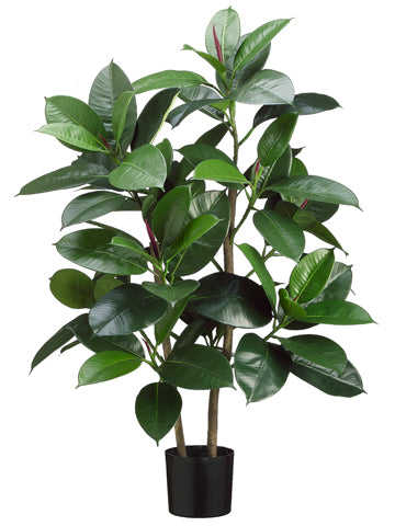 36" Rubber Leaf Plant x2 with 75 Leaves in Pot Green (pack of 2)