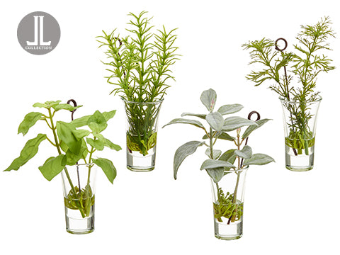 6.5"H-7.5"H Herb Garden Namecard Holder in Glass Vase (4 ea/set) Green Gray (pack of 3)
