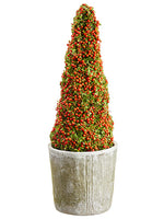 23.62" Coral Moss Cone Topiary in Mgo Pot Orange Green (pack of 1)